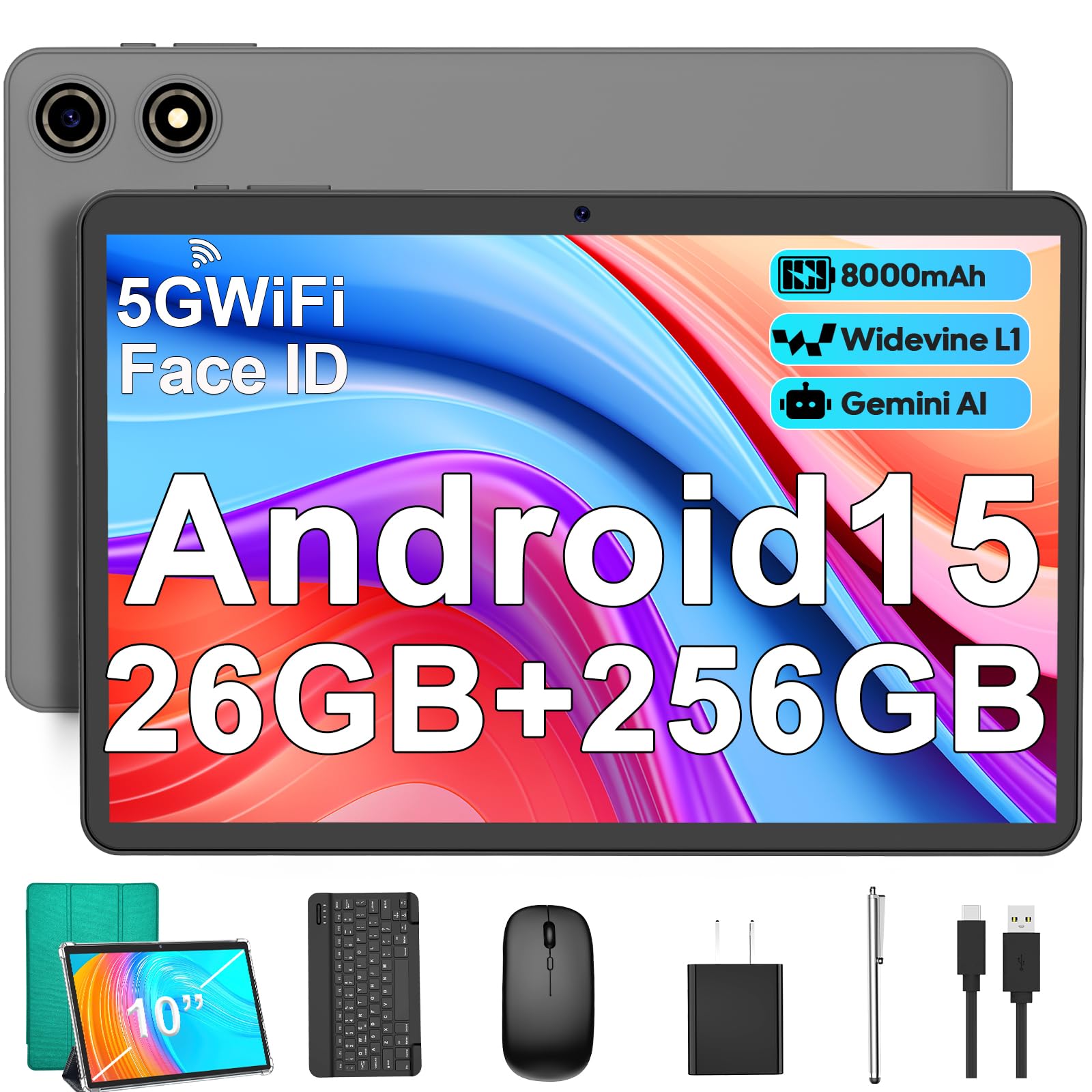 Amazon.com : Android 15 Tablet with Keyboard - 26GB RAM + 256GB