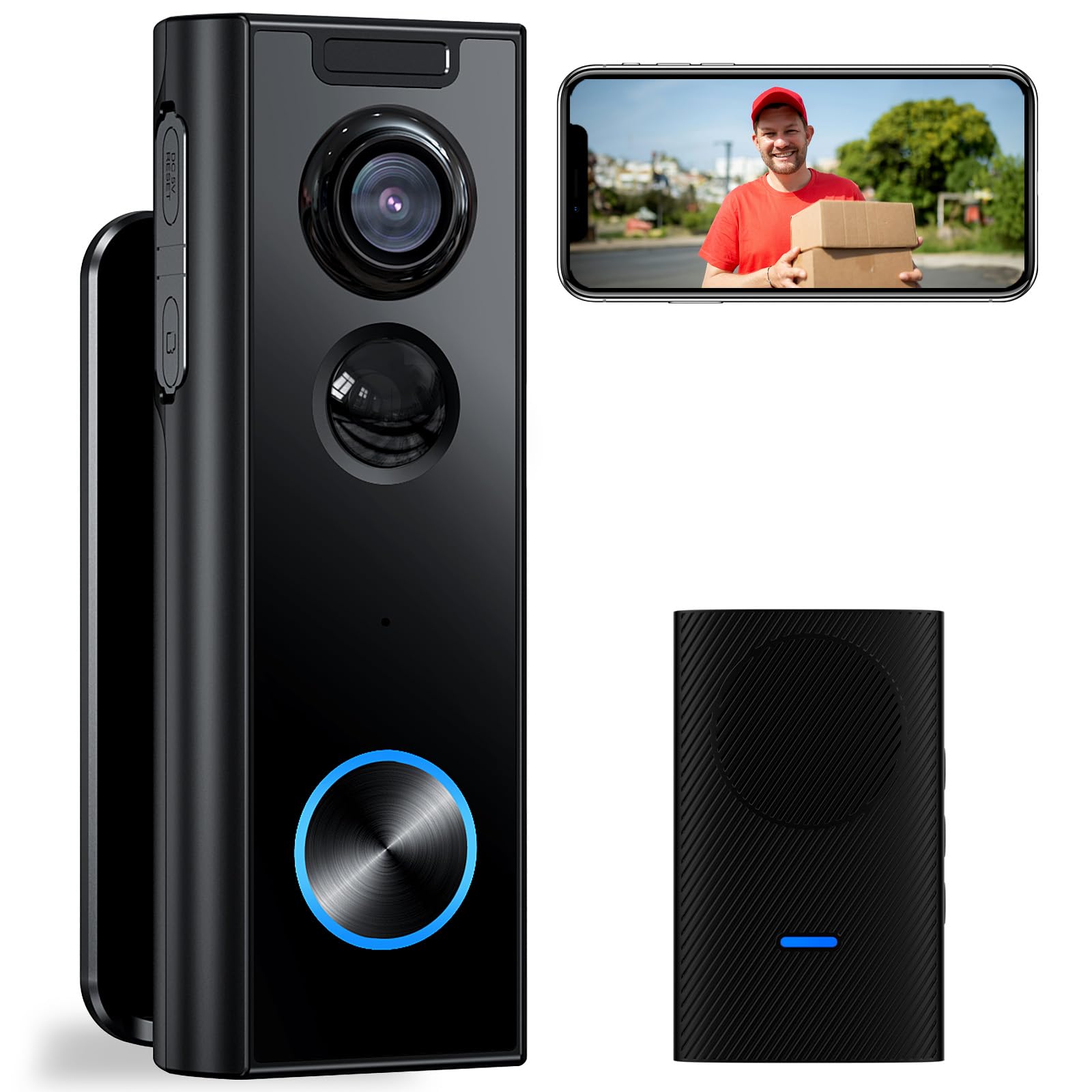 Amazon.co.jp: インターホン ワイヤレス 工事不要【400万画素・2.7K