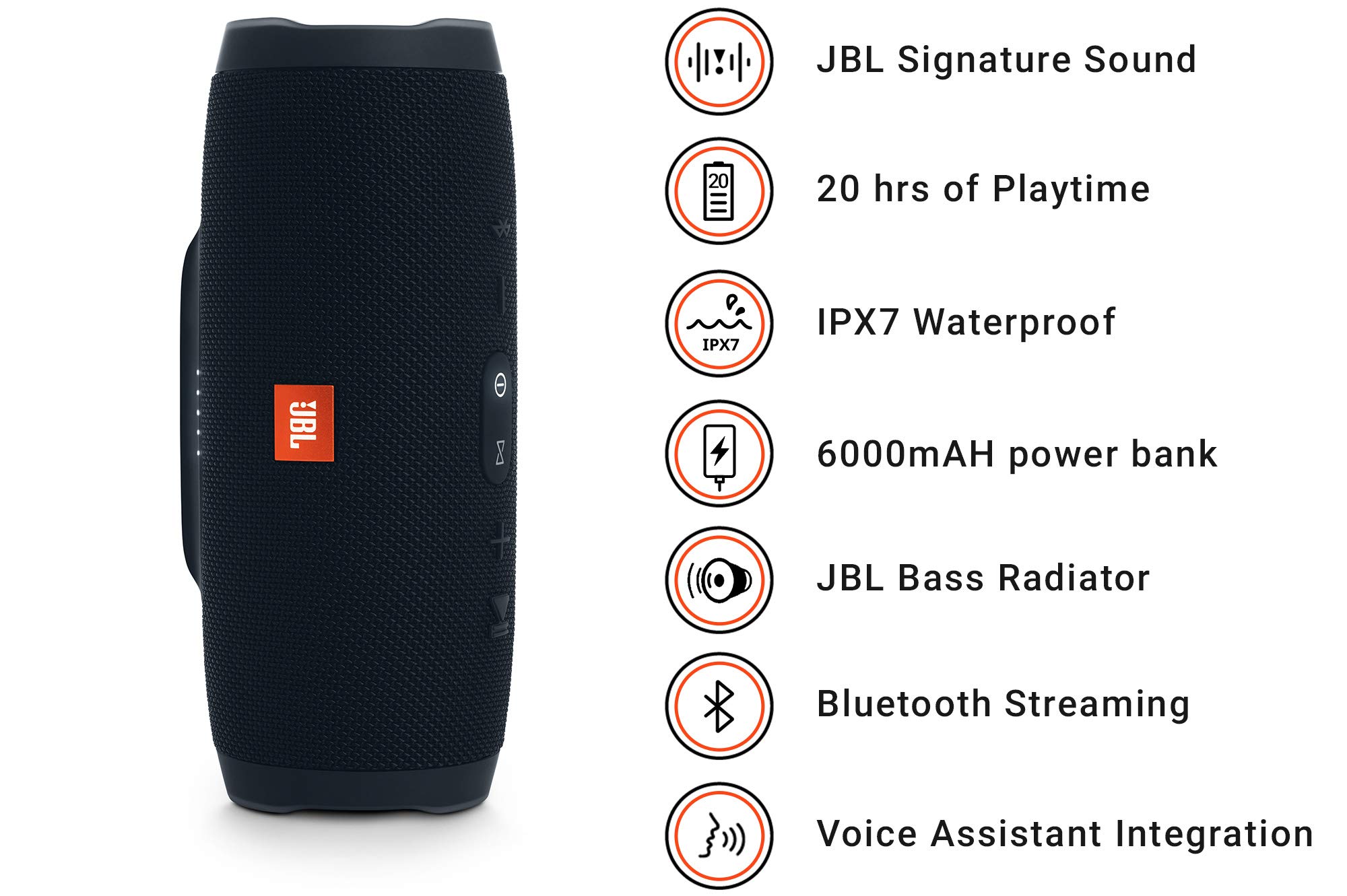 Amazon.co.jp: Jbl Charge 3 Negro Altavoz Bluetooth Resistente Al