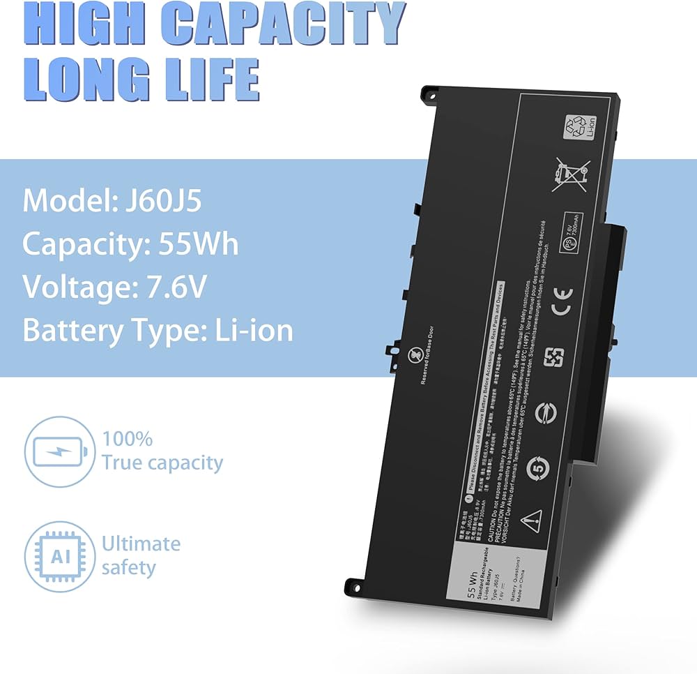 Amazon.com: VNYUNQWE E7470 E7270 J60J5 Battery Replacement for
