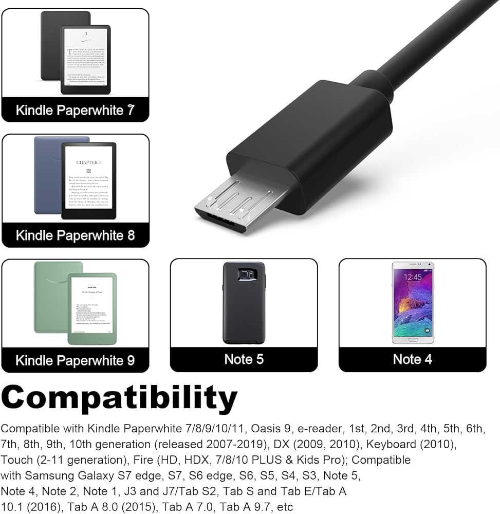 Amazon.com: Micro USB Cable for Kindle Compatible with Old Kindle