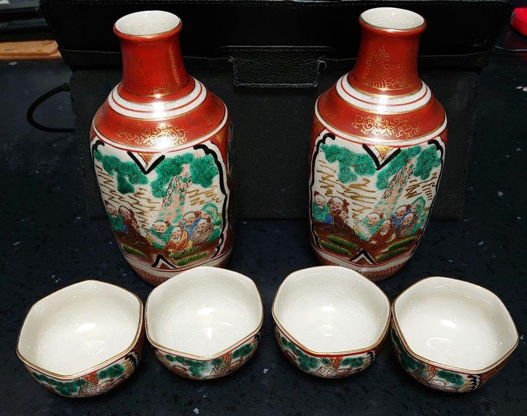 Amazon.co.jp: 九谷焼九谷 庄三/九谷 祥弘 酒器セット 金彩《お銚子2点