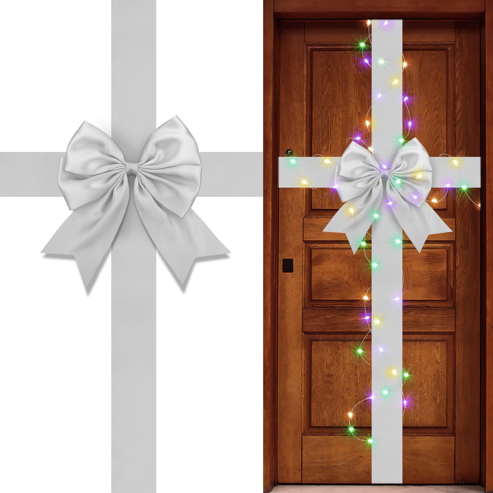 Amazon.com: Spiareal Christmas Cabinet Door Ribbon Bow with LED