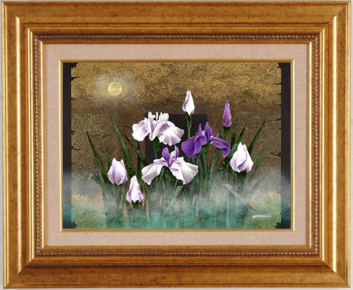 Amazon.co.jp: 増本憲樹 「安穏への祈り」 花 絵画 菖蒲 和風 油絵