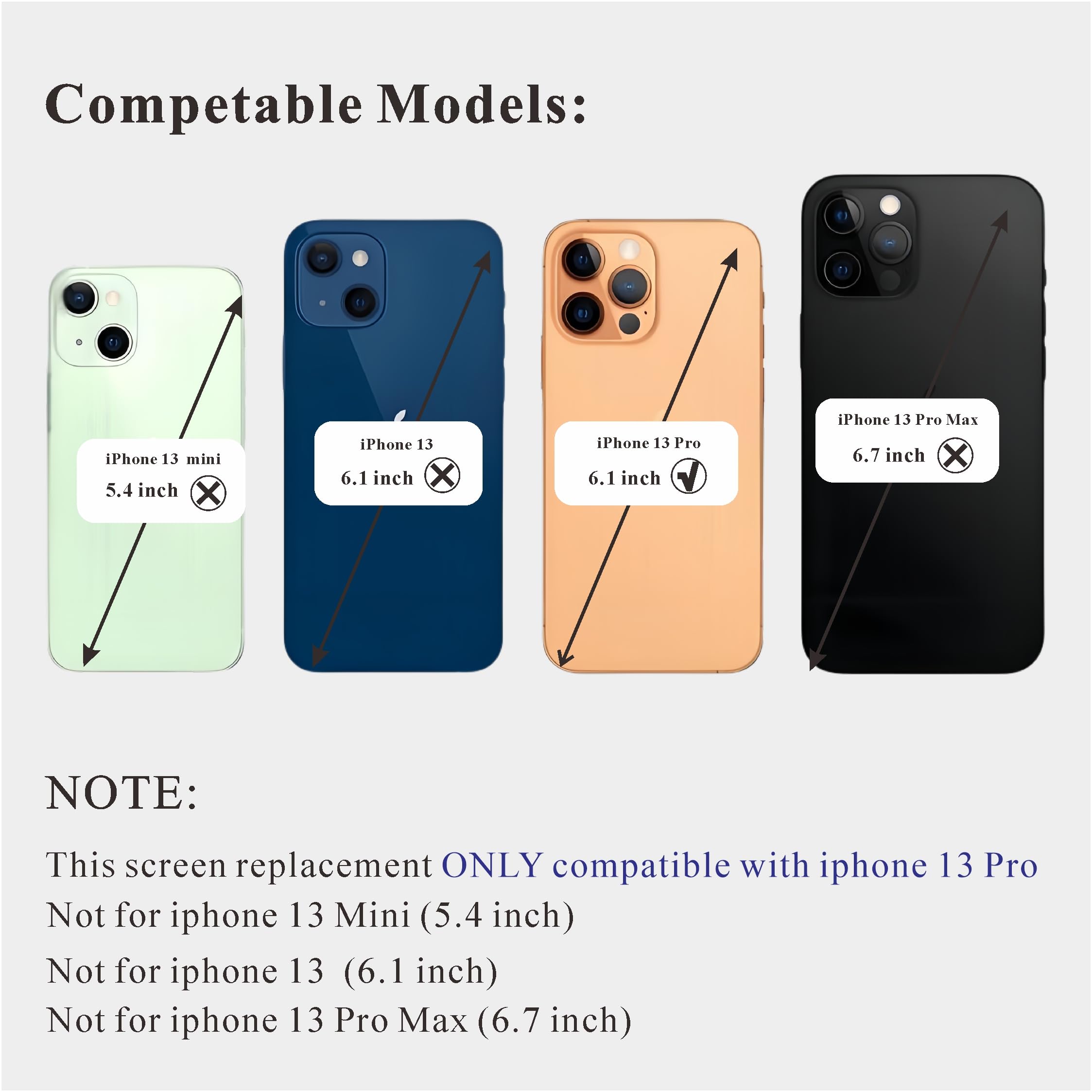 Amazon.com: ZTR for iPhone 13 Pro Screen Replacement, 6.1'' LCD