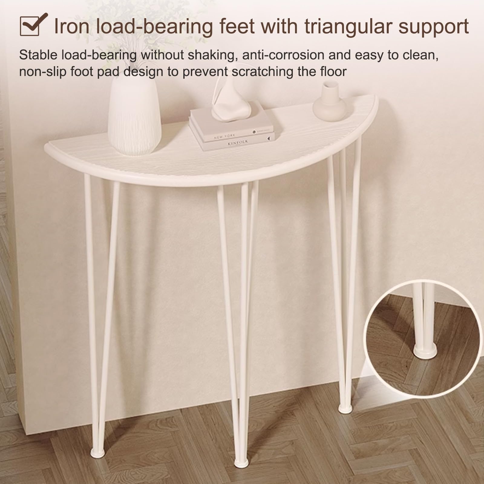 Amazon｜玄関テーブル 半円コンソールテーブル 木製ソファテーブル