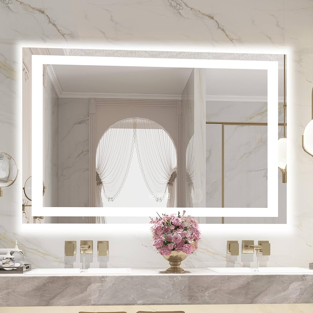 furduzz Led Bathroom Mirror 39x24 Inch with Front and Backlight