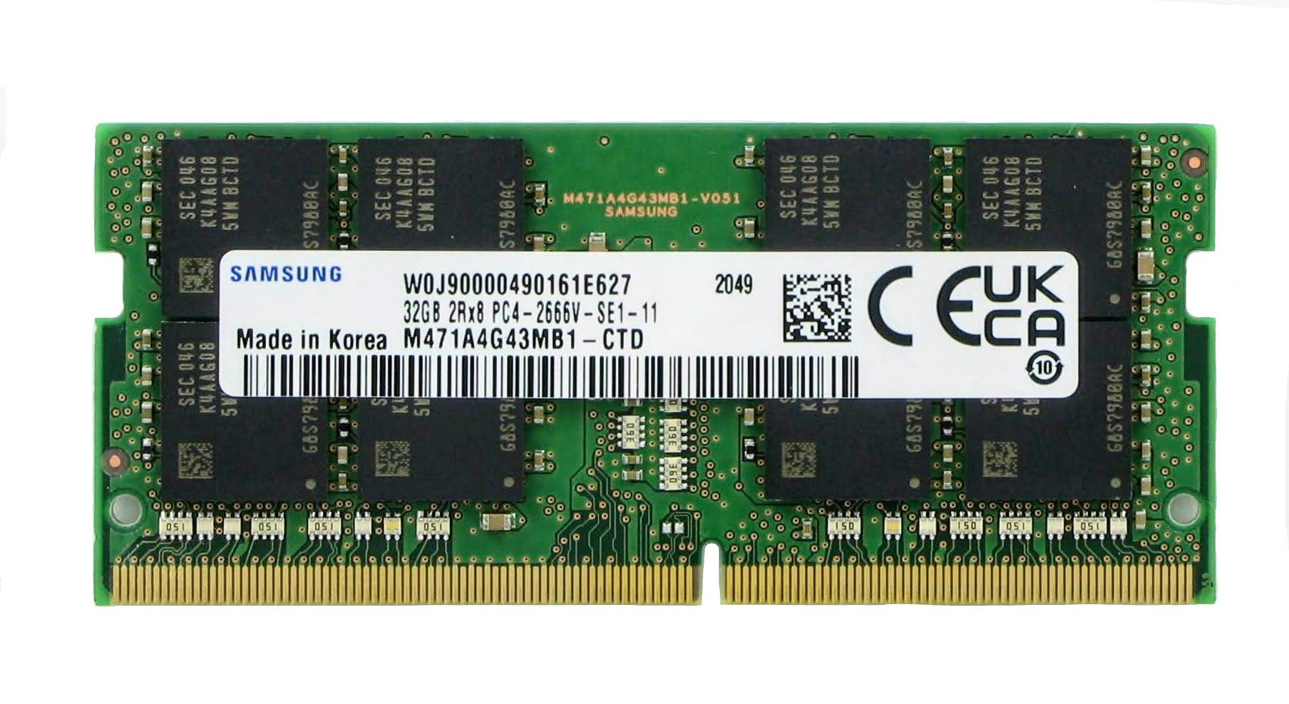 Samsung 32GB DDR4 PC4-21300, 2666MHZ 260 PIN SODIMM 1.2V CL 19