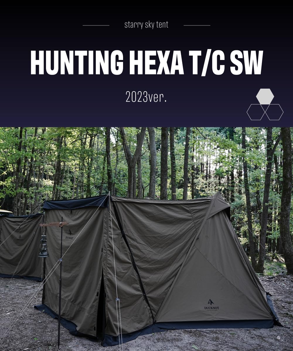Amazon.co.jp: DUCKNOT ハンティングヘキサ T/C SW テント 2～3人用 前