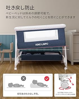 Amazon.co.jp: Kino Linpo ベビーベッド 添い寝 新生児ベッド 乳児用