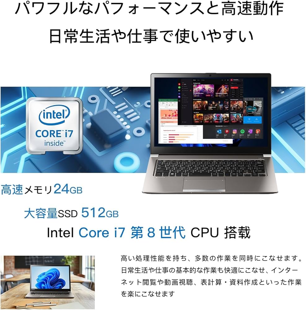 Amazon.co.jp: ノートパソコン東芝 Core i7 (8550U)第8世代(24GBメモリ