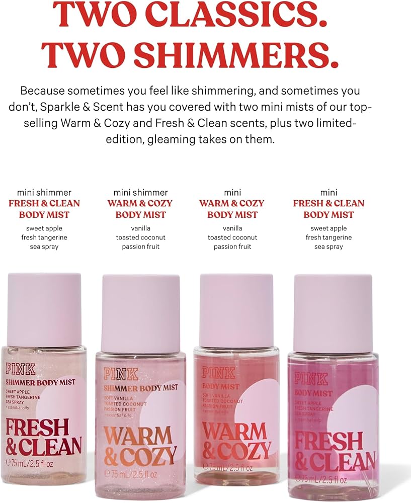Amazon.com : Victoria's Secret PINK 4 Piece Sparkle & Scent