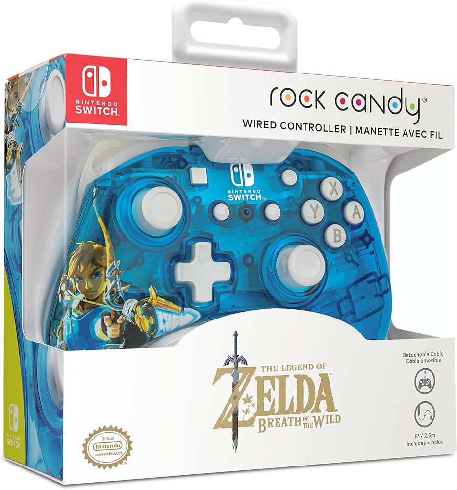 Rock Candy Wired Gaming Switch Pro Controller - Zelda Breath of