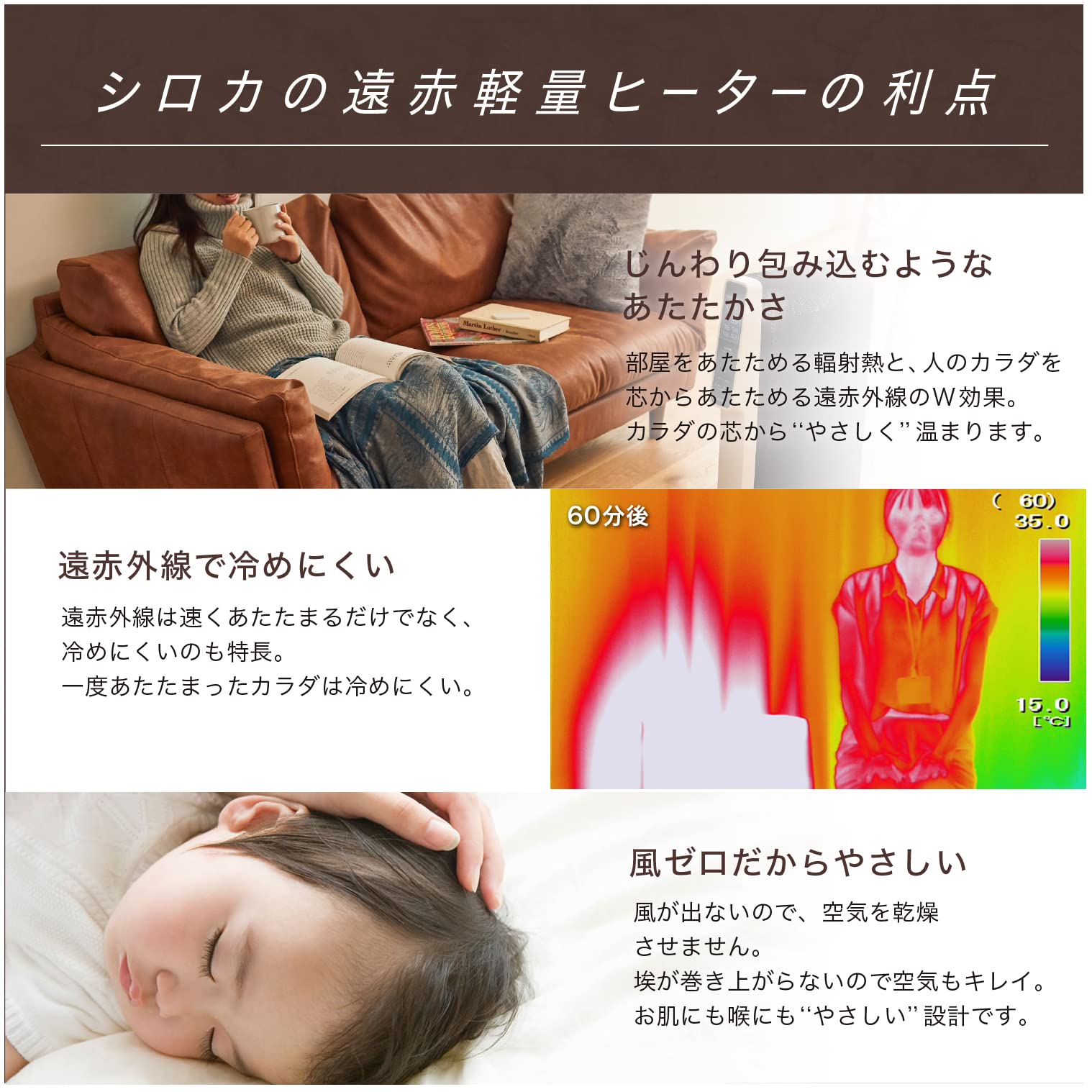 Amazon | シロカ 遠赤軽量ヒーター かるポカ CST-M331(W) [軽量4.8kg