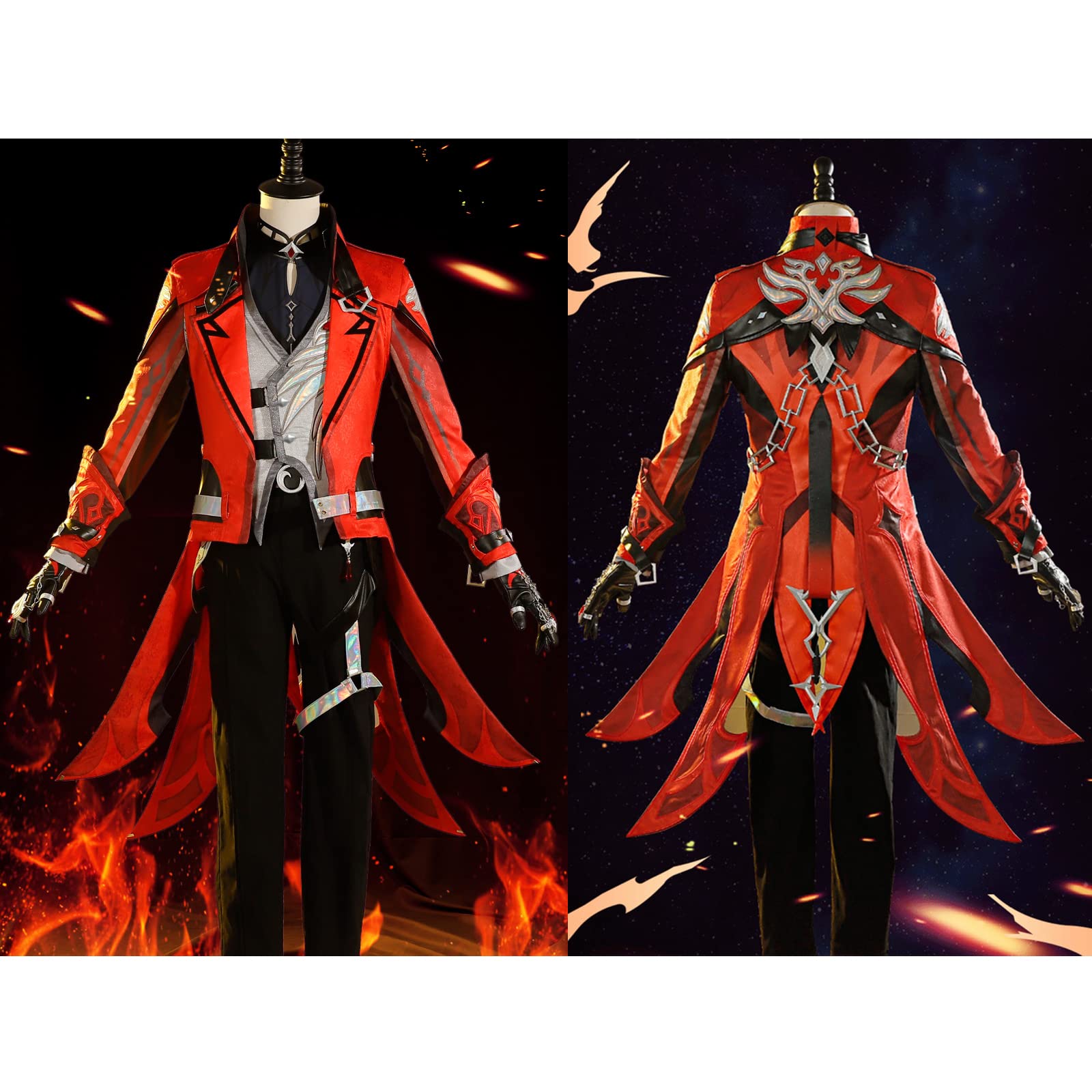 Amazon | コスプレ衣装 ウィッグ、武器、靴を追加可能 原神 ディルック