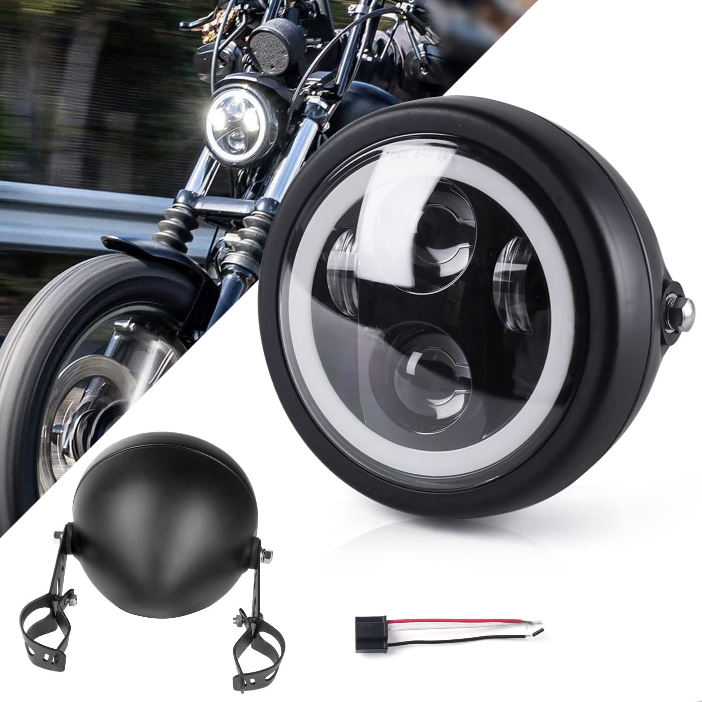 Amazon | Vancroser 5.75インチ LED ヘッドライト オートバイ用 Hi/Lo