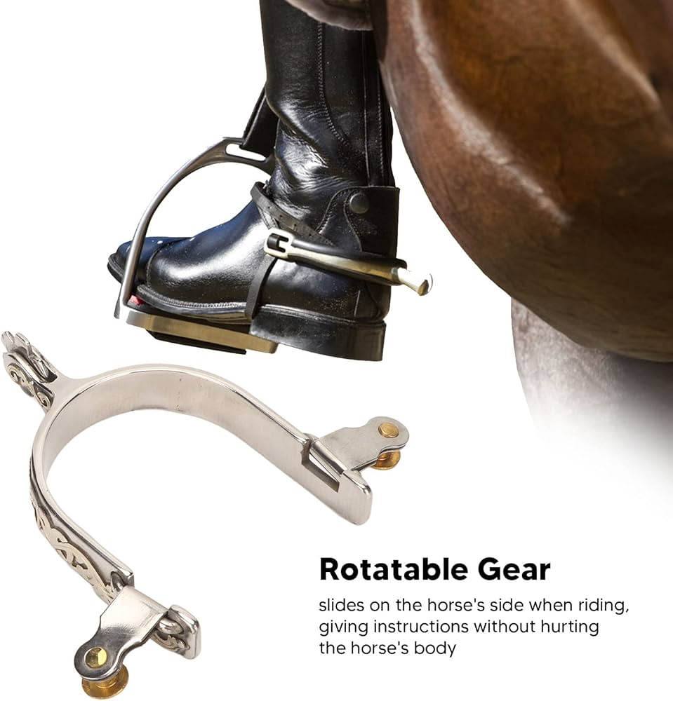 Amazon.co.jp: 1ペアの馬の拍車、回転可能なギア付きステンレス
