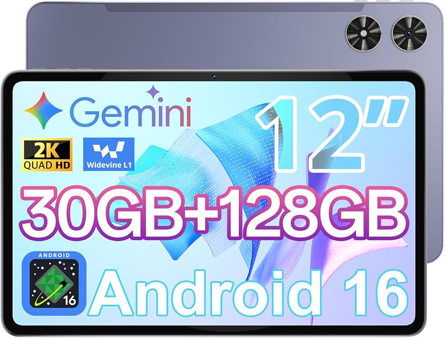 Amazon.com : Android Tablet 12 Inch with 𝟑𝟎𝐆𝐁 𝐑𝐀𝐌