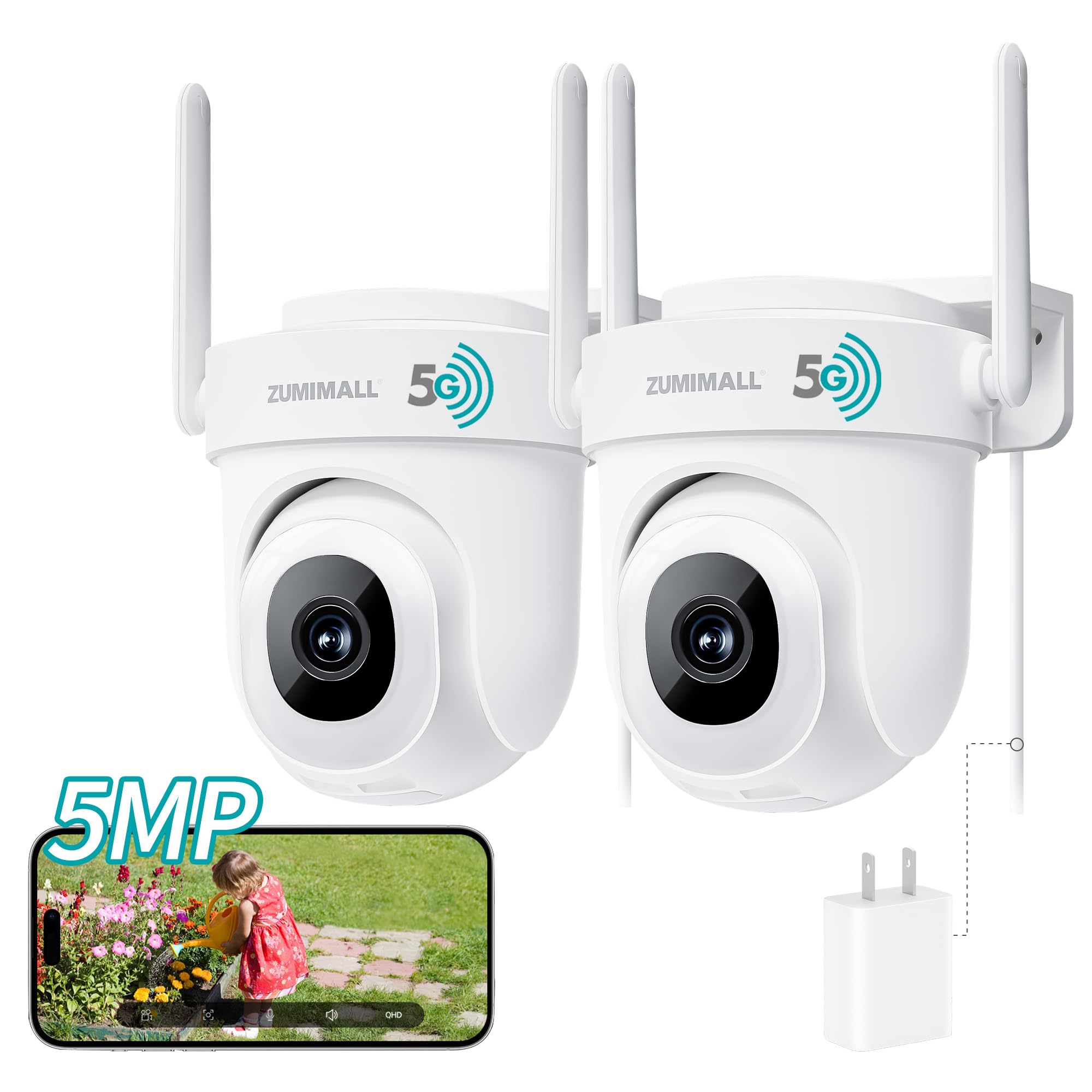 Amazon.com : ZUMIMALL 5MP Outdoor Camera 2-Pack - 24/7 Recording