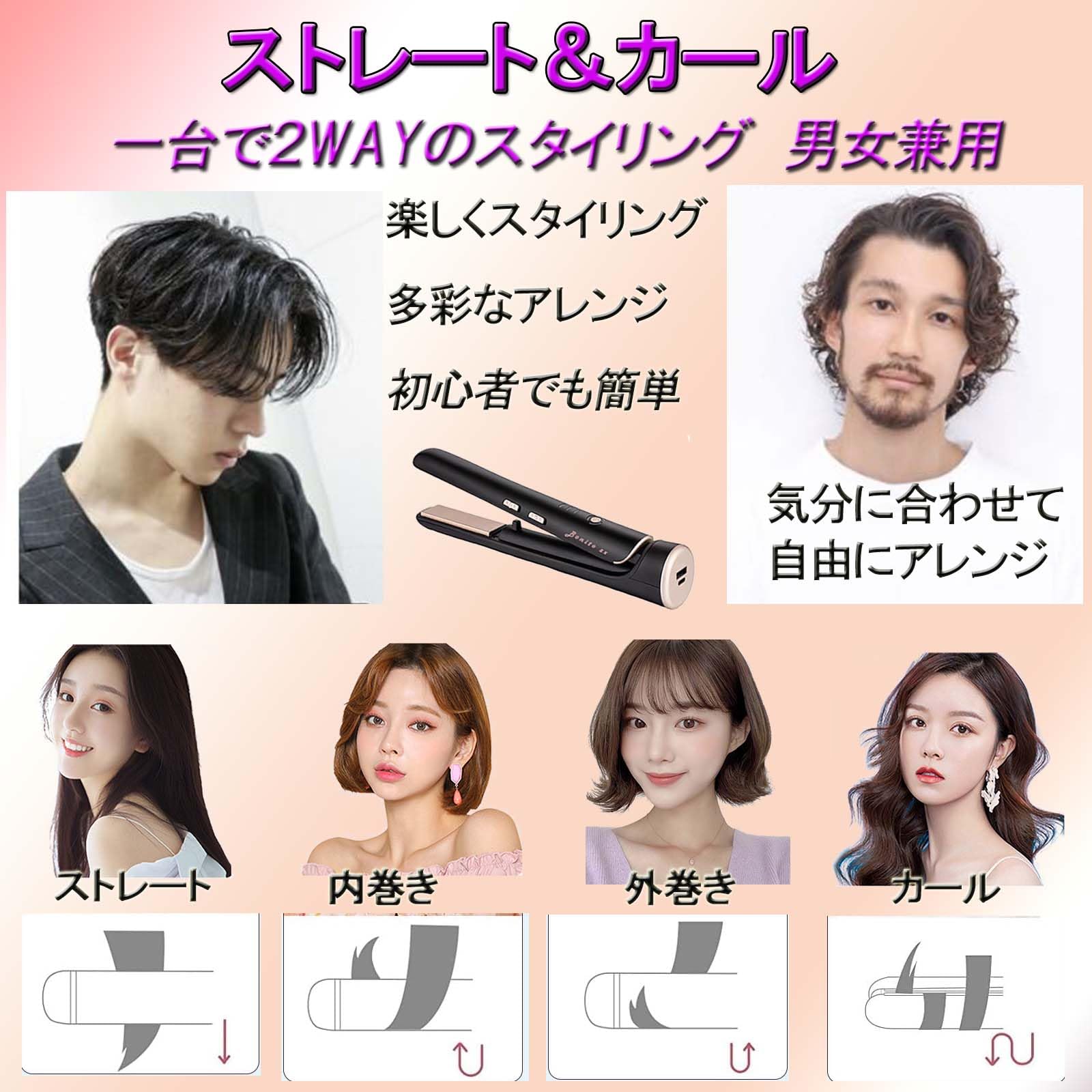 Amazon | 【コードレス・ USB充電】コードレスヘアアイロン 5200mAh大