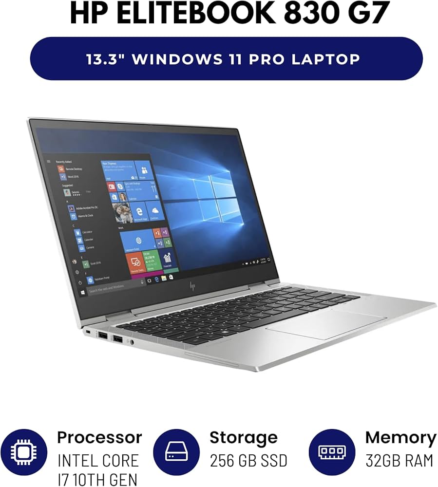 HP EliteBook 830 G7 13.3” Laptop – Intel Core i7 10th Gen CPU