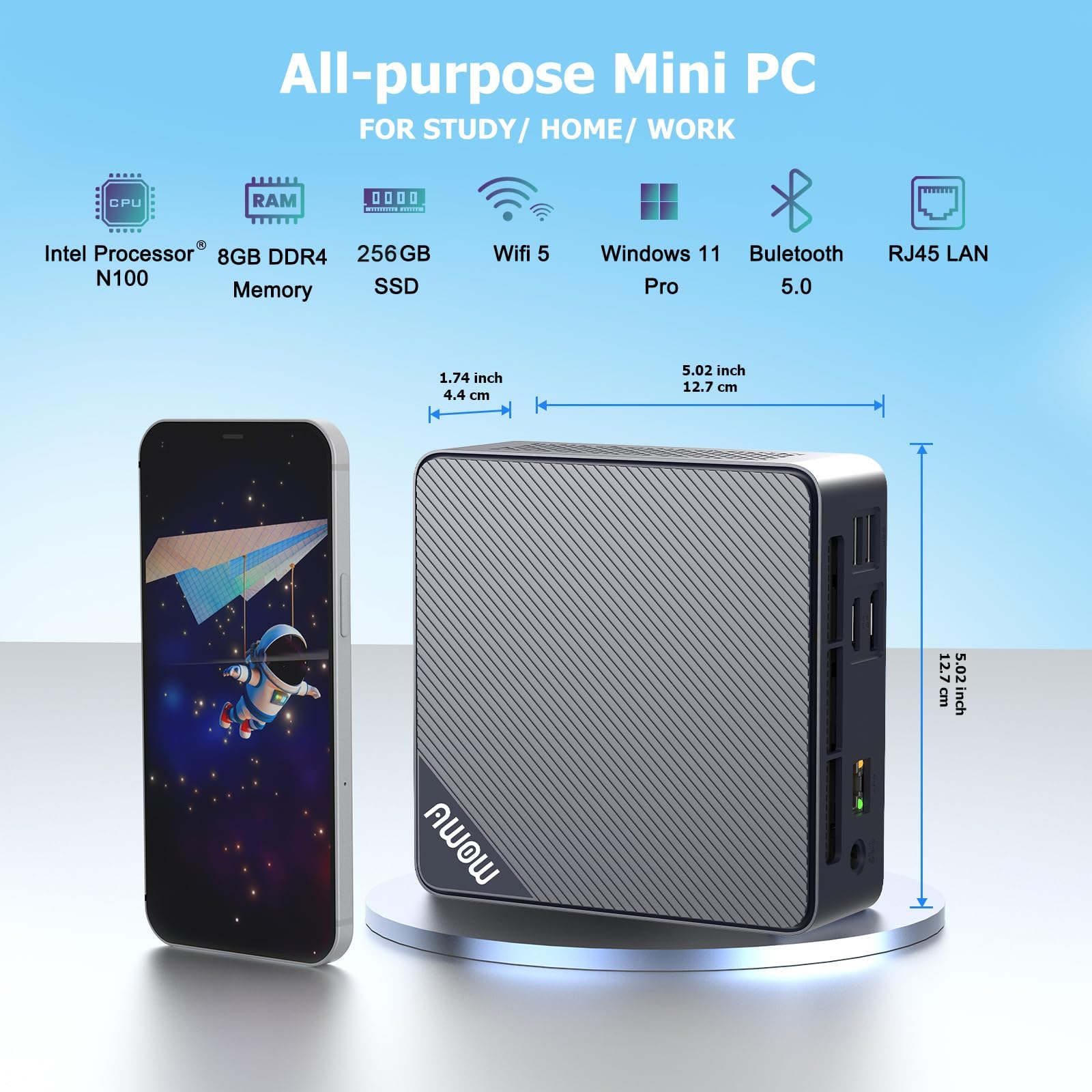 Amazon.com: AWOW Mini PC Intel N100, 8GB RAM 256GB PCIe3.0 SSD
