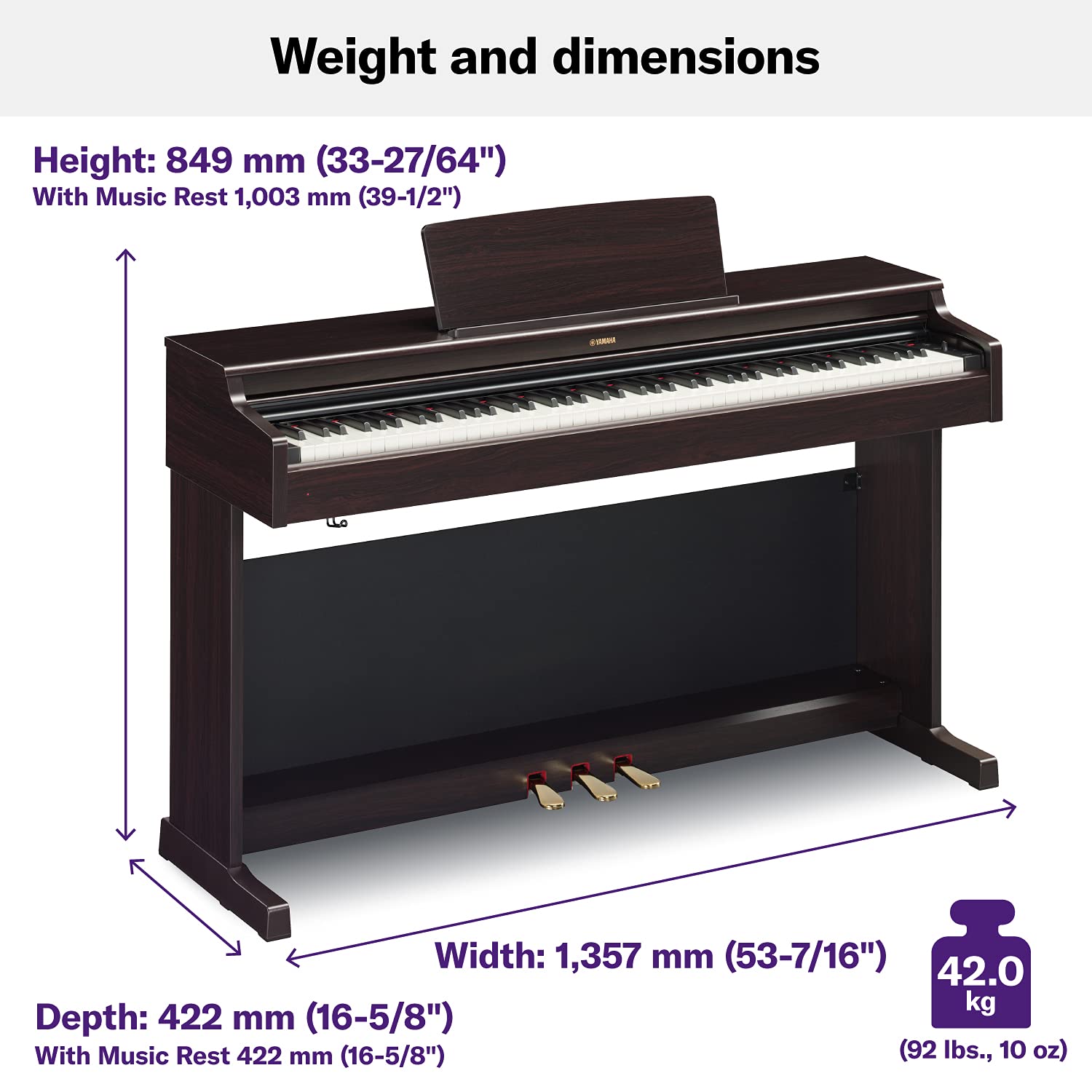 Amazon.com: Yamaha YDP164 Arius Series Piano with Bench, Dark