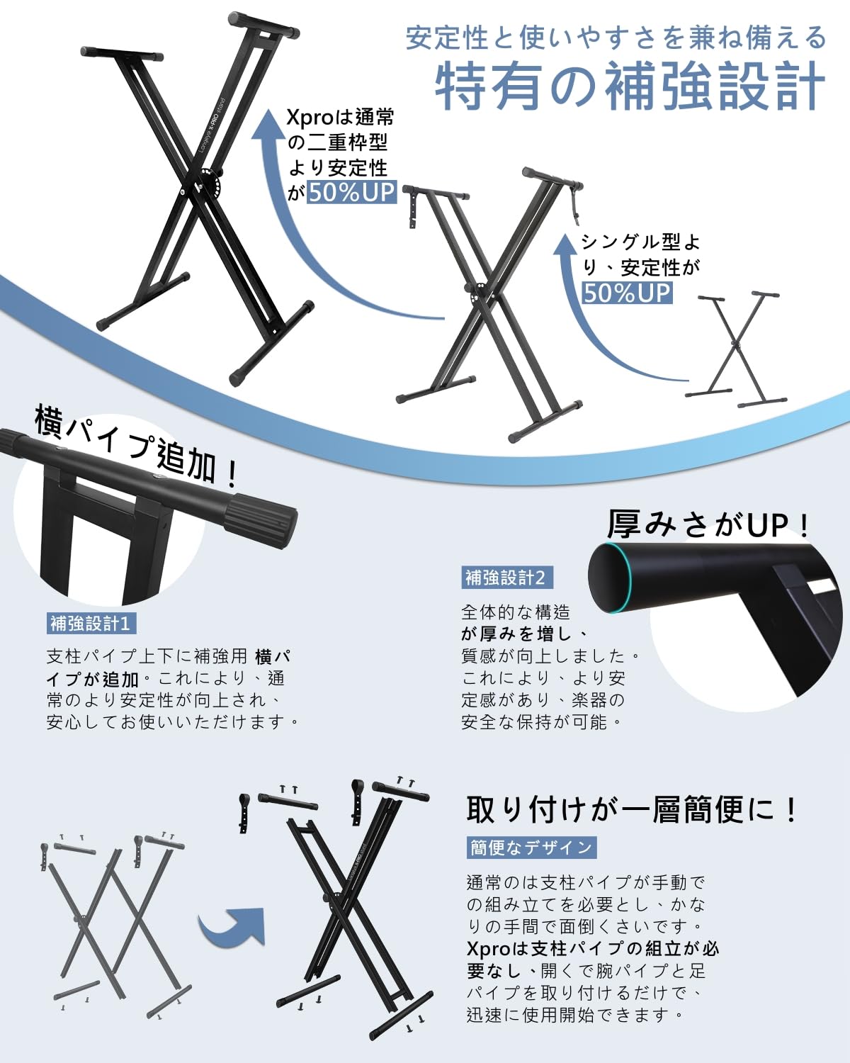 Amazon.co.jp: Longeye キーボードスタンド X型 【強化設計で安定性