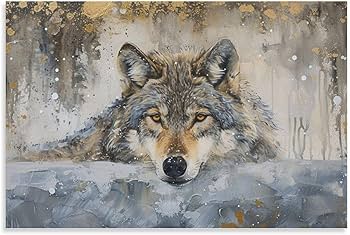 Amazon.co.jp: 絵画 オオカミの視線 アートパネル ポスター 超リアルな