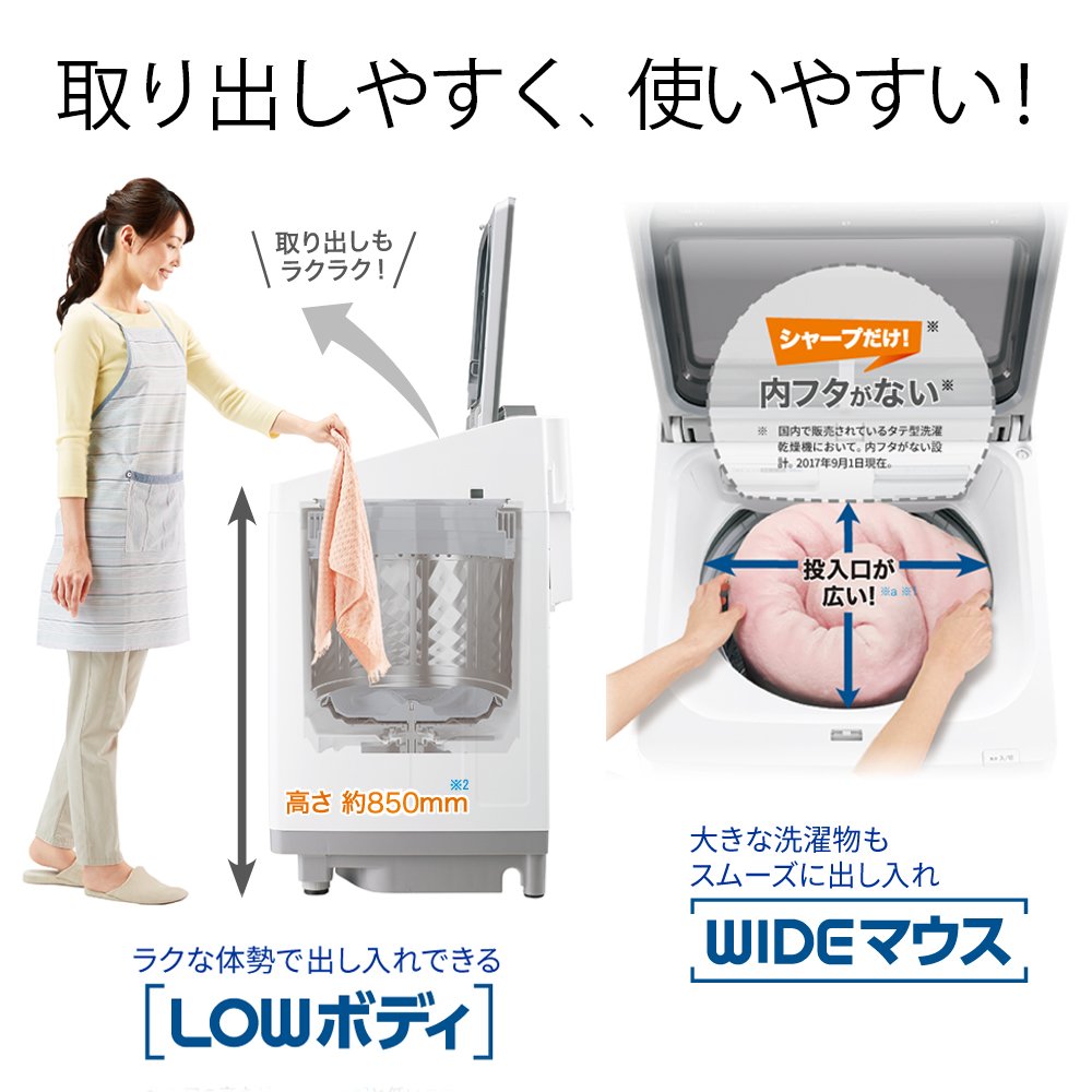 Amazon.co.jp: シャープ 超音波ウォッシャー搭載 タテ型洗濯乾燥機