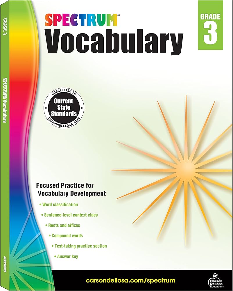 Spectrum 3rd Grade Vocabulary Workbooks, Ages 8 to 9, Grade 3