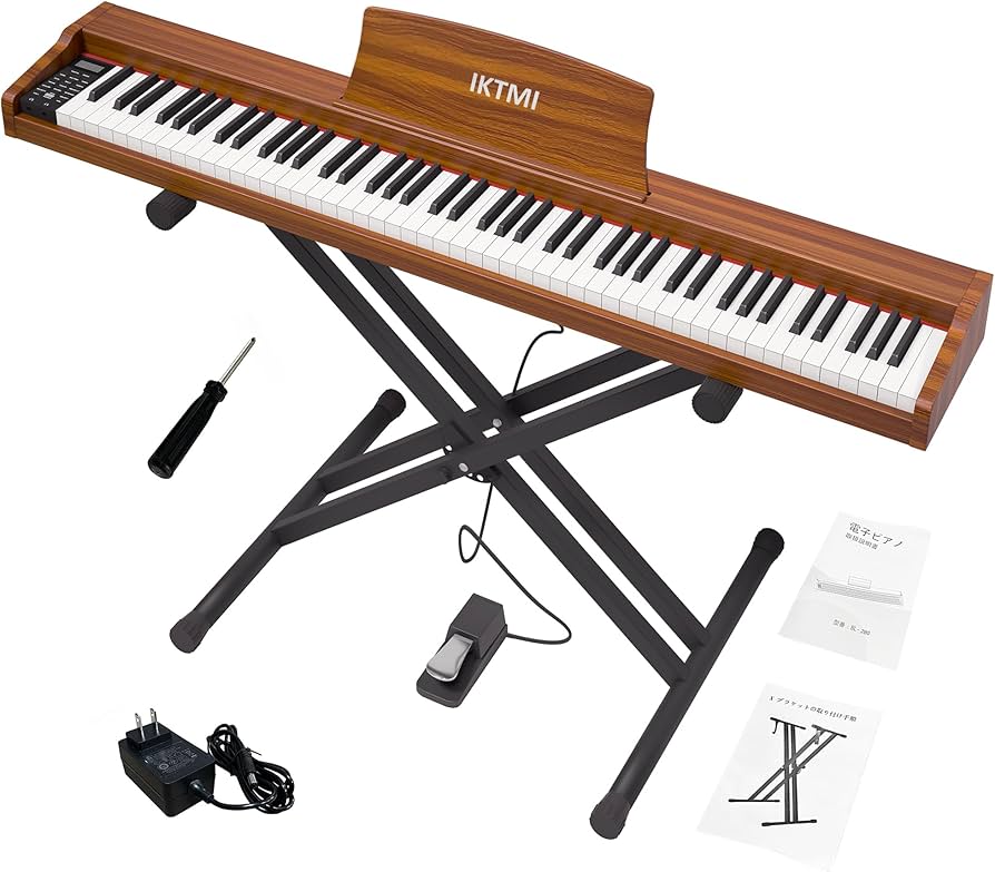Amazon.co.jp: IKTMI 電子ピアノ 88鍵盤 木製 88鍵 電子ピアノスタンド