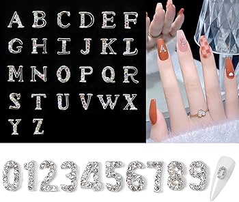 Amazon | Chisafly ネイルパーツ アルファベット イニシャル 数字