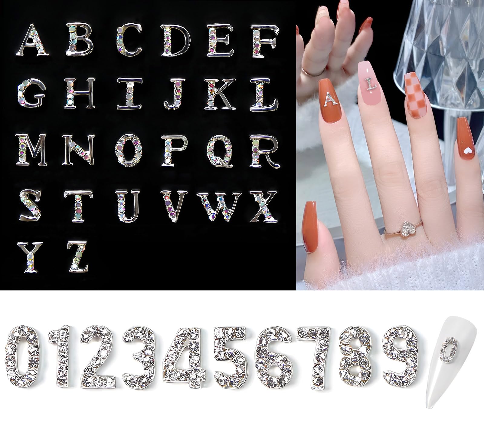 Amazon | Chisafly ネイルパーツ アルファベット イニシャル 数字