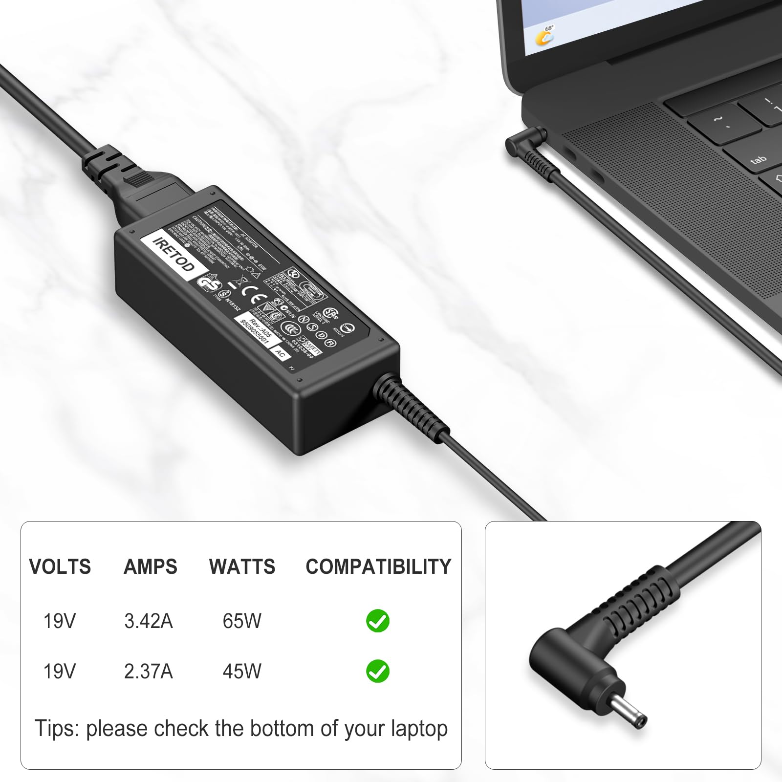 Amazon.com: 65W Laptop Charger Compatible with Acer Chromebook 11