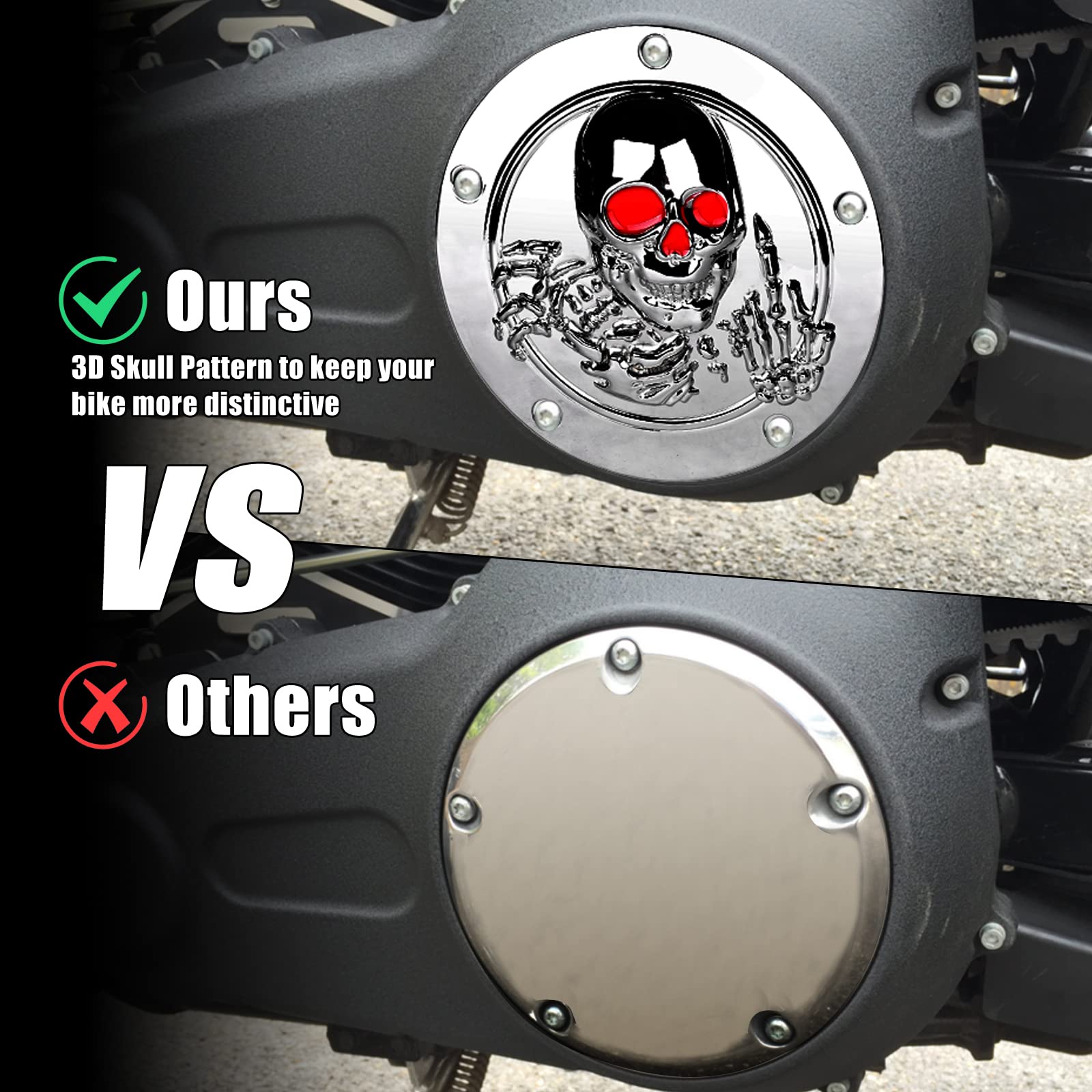 Amazon | Sresk 3D スカル 5 ホール ダービーカバー ハーレー用