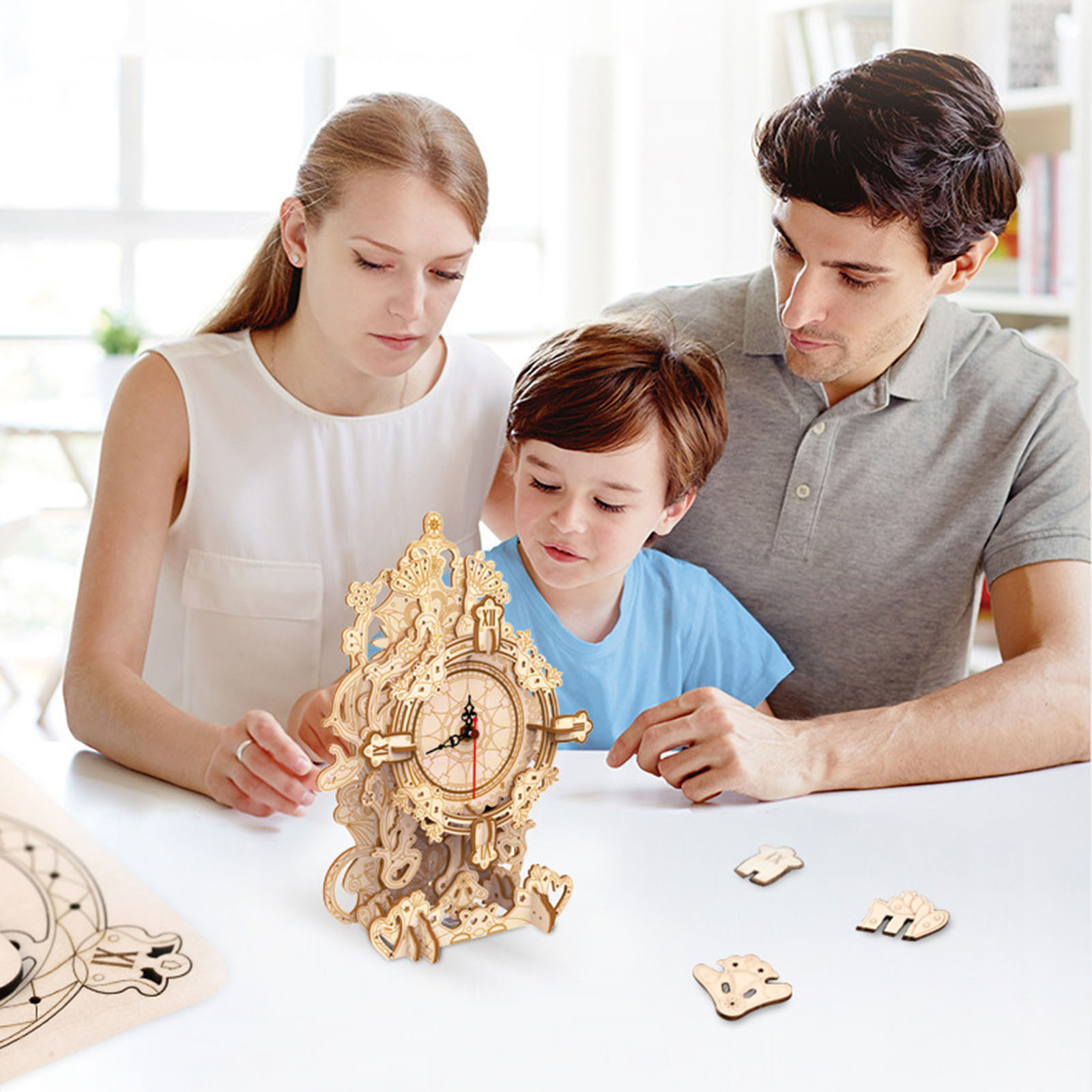 Amazon.co.jp: 立体 パズル 木製 3d 振り子 時計 置時計 掛け時計 模型