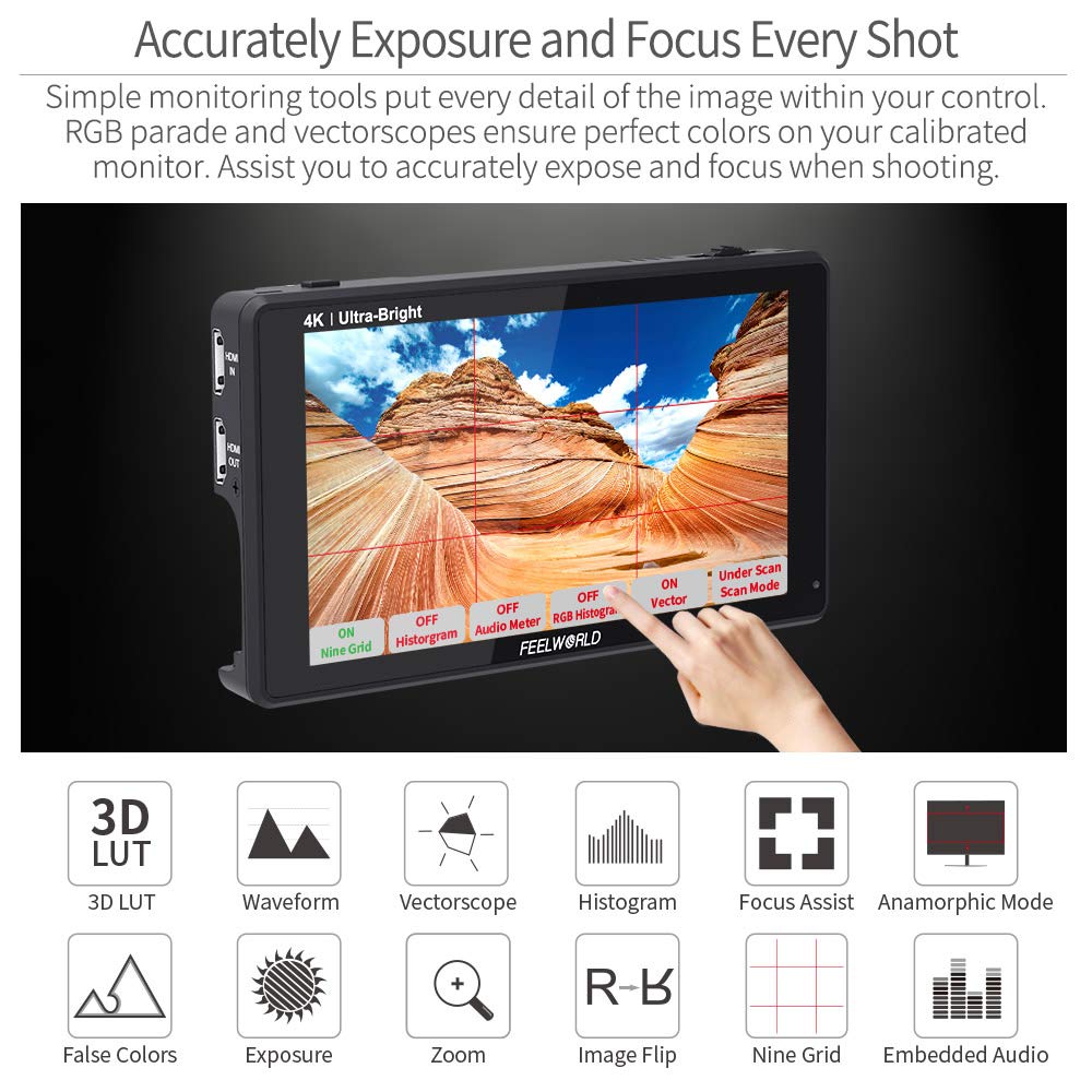 Amazon.com : FEELWORLD LUT6 6 Inch 2600nits HDR 3D LUT Touch