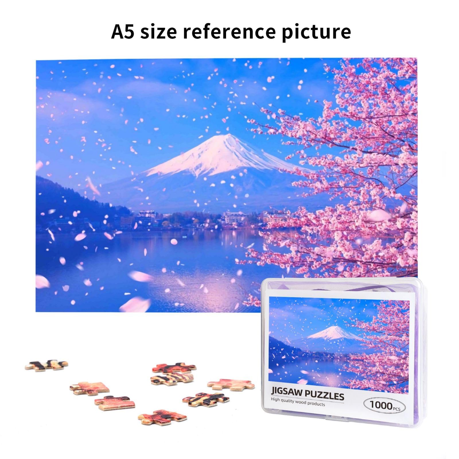 Amazon.co.jp: ジグソーパズル 1000ピース 桜の花びら イラスト 富士山