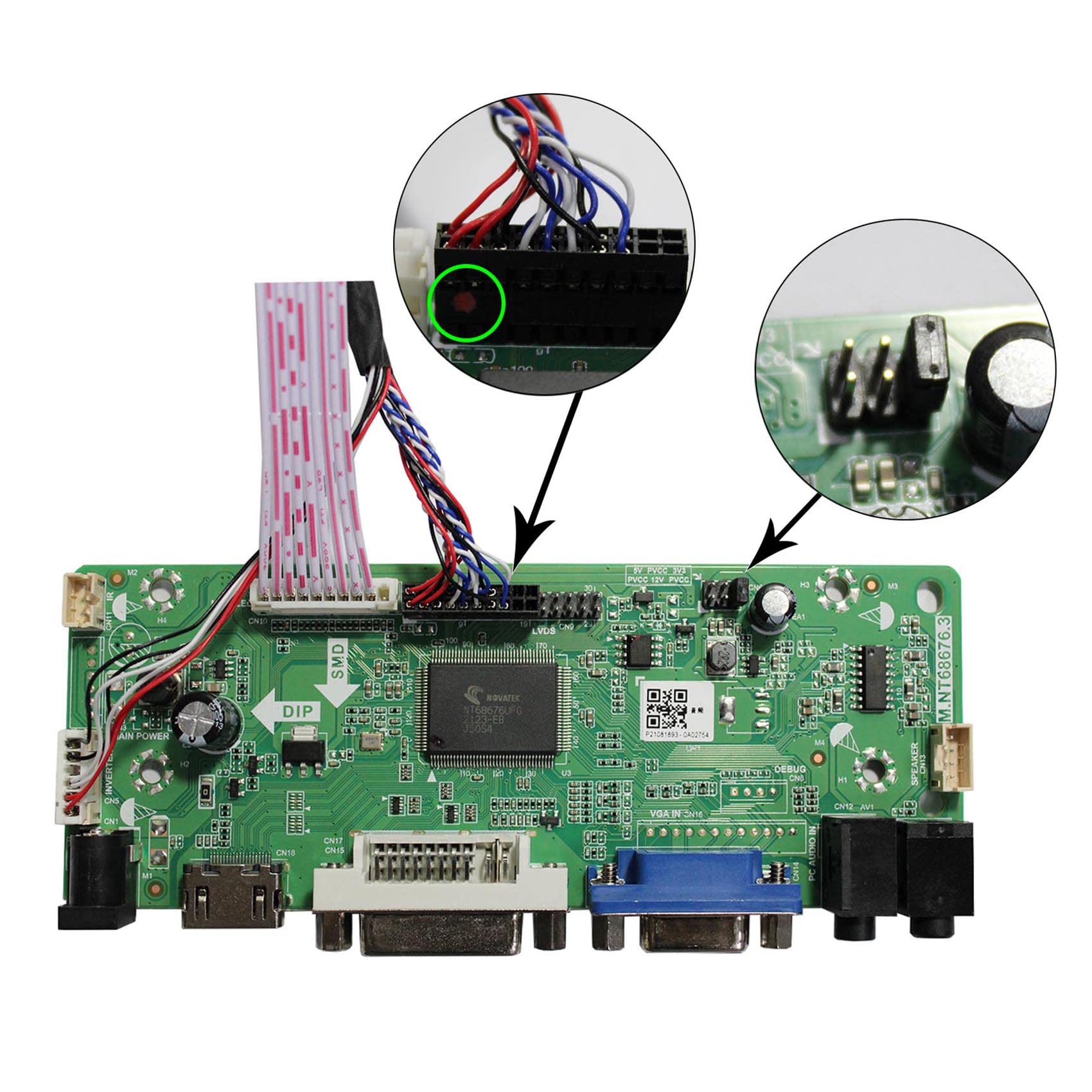 Amazon.com: VSDISPLAY VGA DVI LVDs Controller Board 40Pin for 15.6