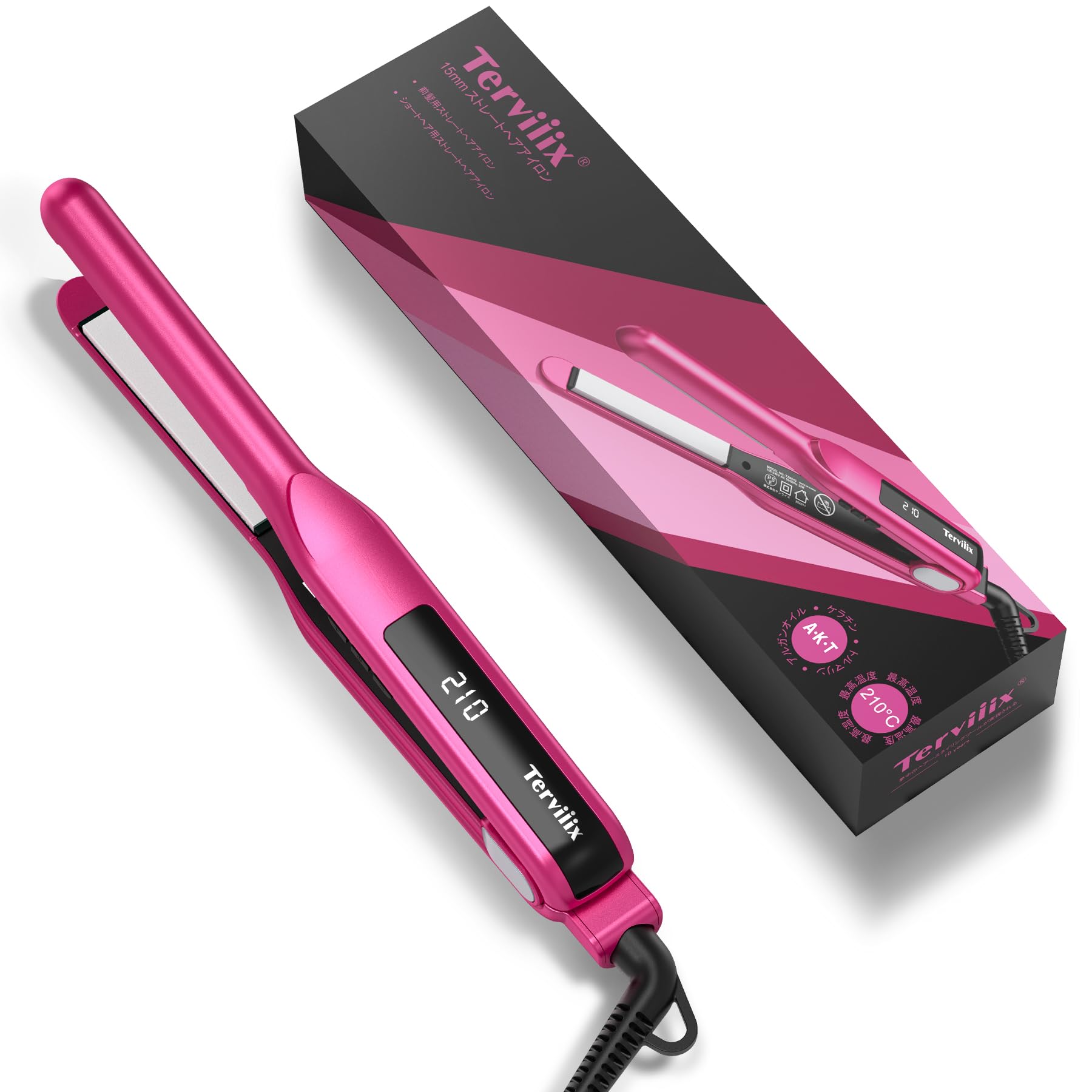 Amazon | Terviiix 前髪用ヘアアイロン 15mmストレートアイロン 10秒の