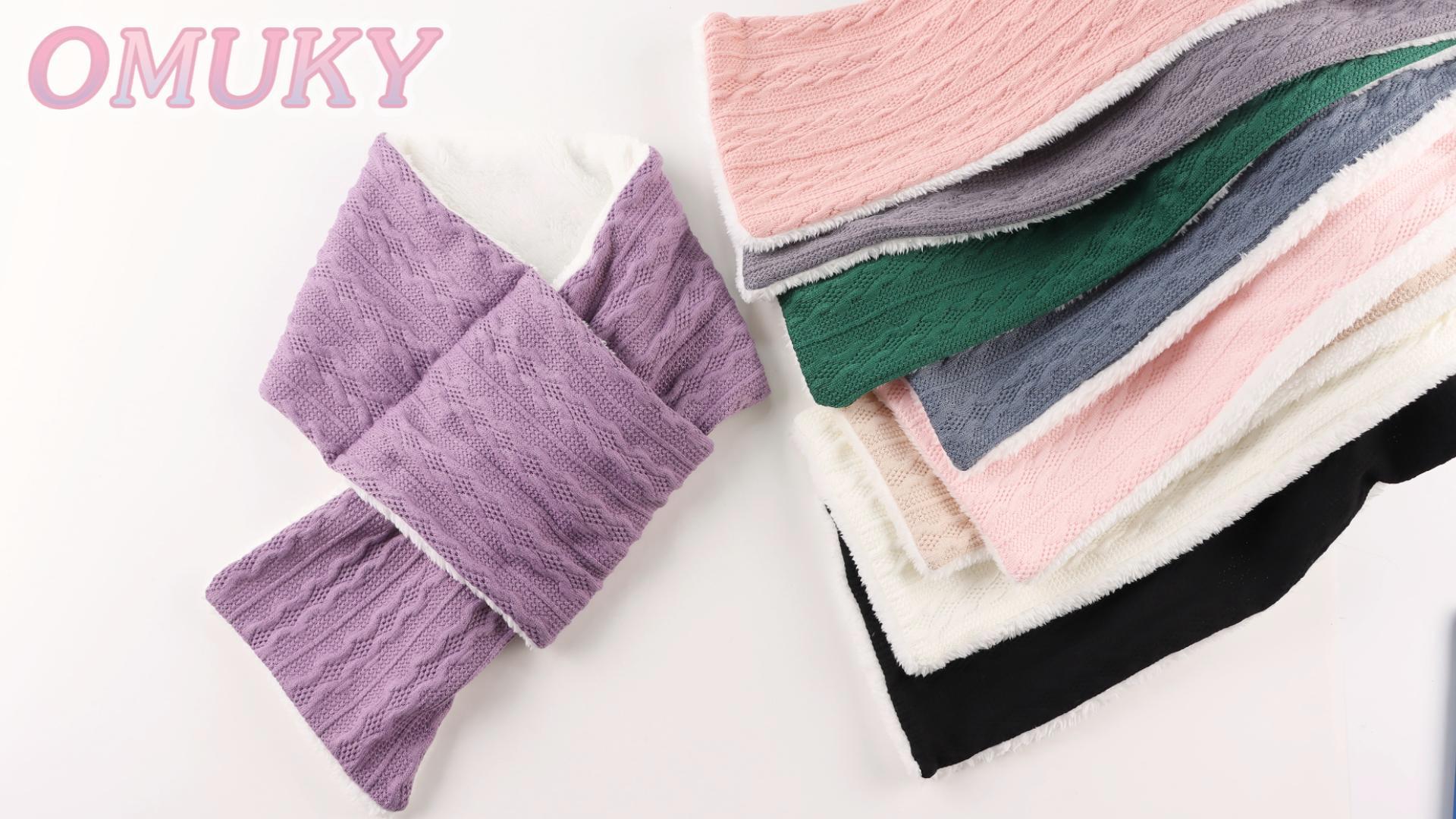 OMUKY Unisex Winter Knit Warm Scarves Thick Fleece Scarf Cold
