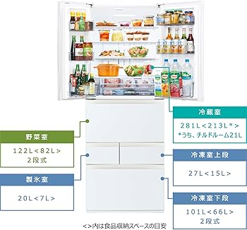 Amazon.co.jp: 東芝 冷蔵庫 幅68.5㎝ 551L グランホワイト GR-T550FK