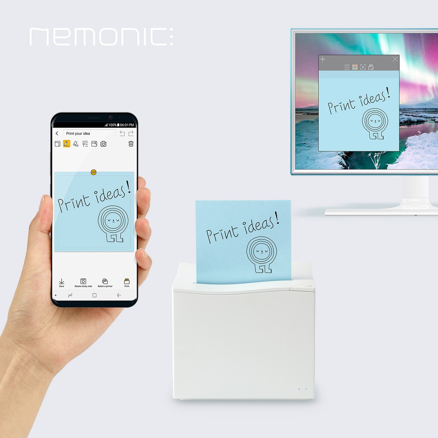 MANGOSLAB NEMONIC Sticky notes printer, MIP-001W : Buy Online at