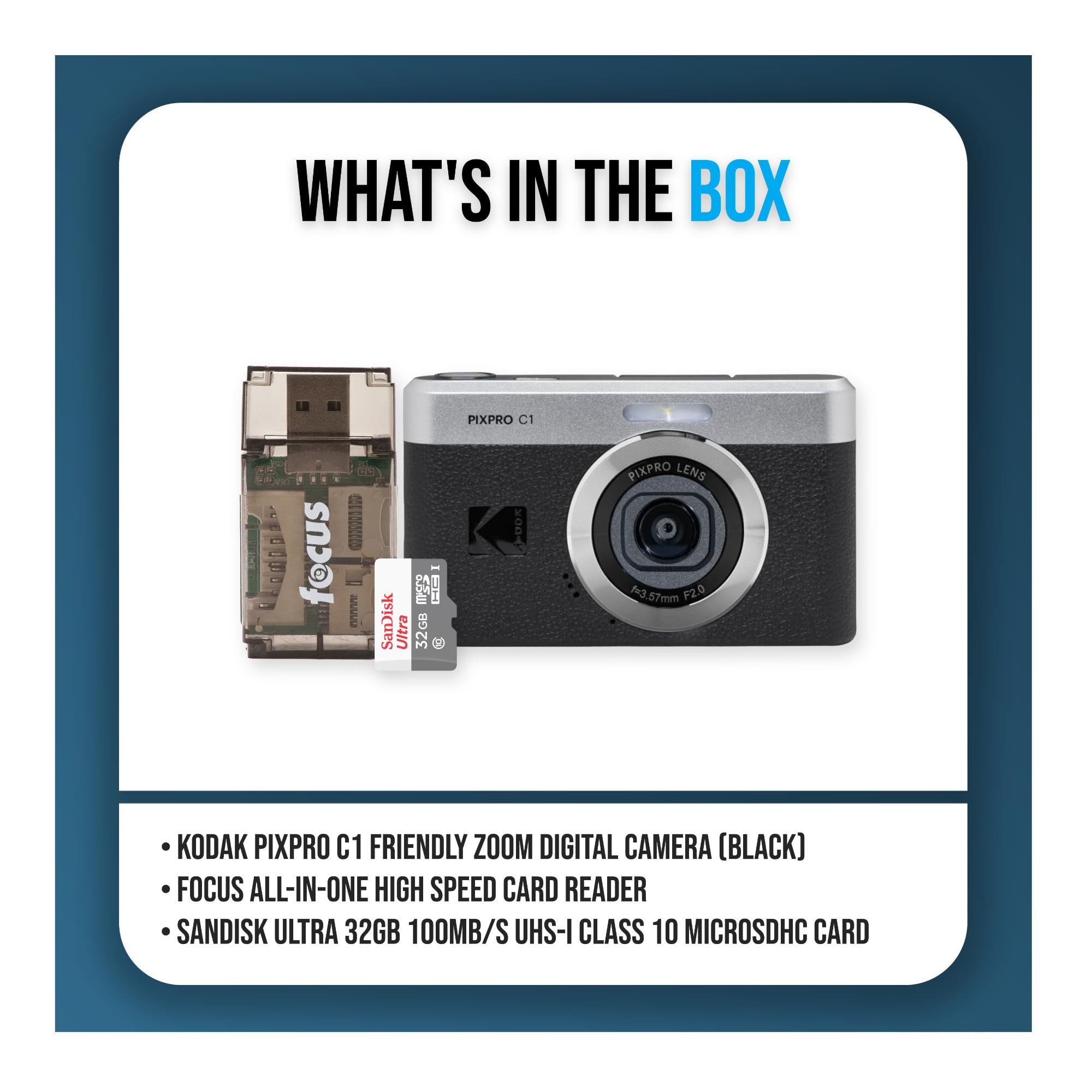 Amazon | KODAK PIXPRO C1 13MP、1080p デジタルカメラ(ブラック) 32GB