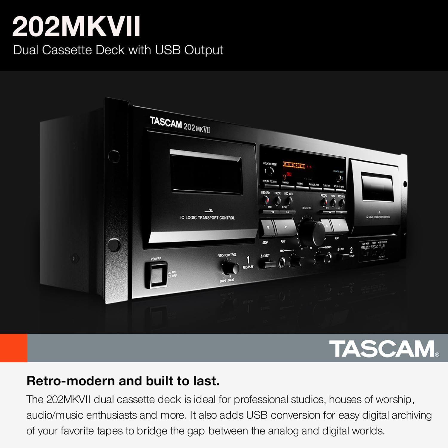 Amazon.co.jp: Tascam ダブルカセットデッキレコーダー USBポート付き