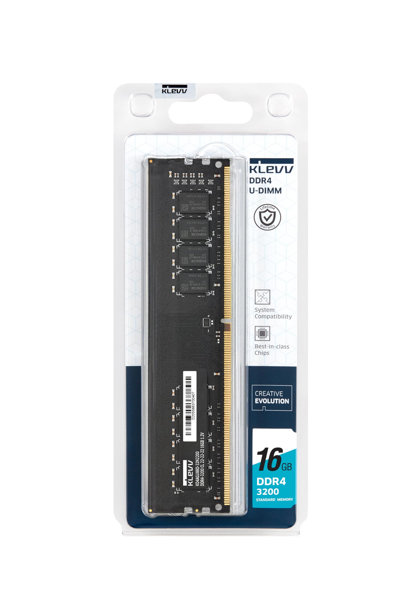 KLEVV DDR4 16GB (1x16GB) 3200MHz CL22 1.2V UDIMM Desktop Ram