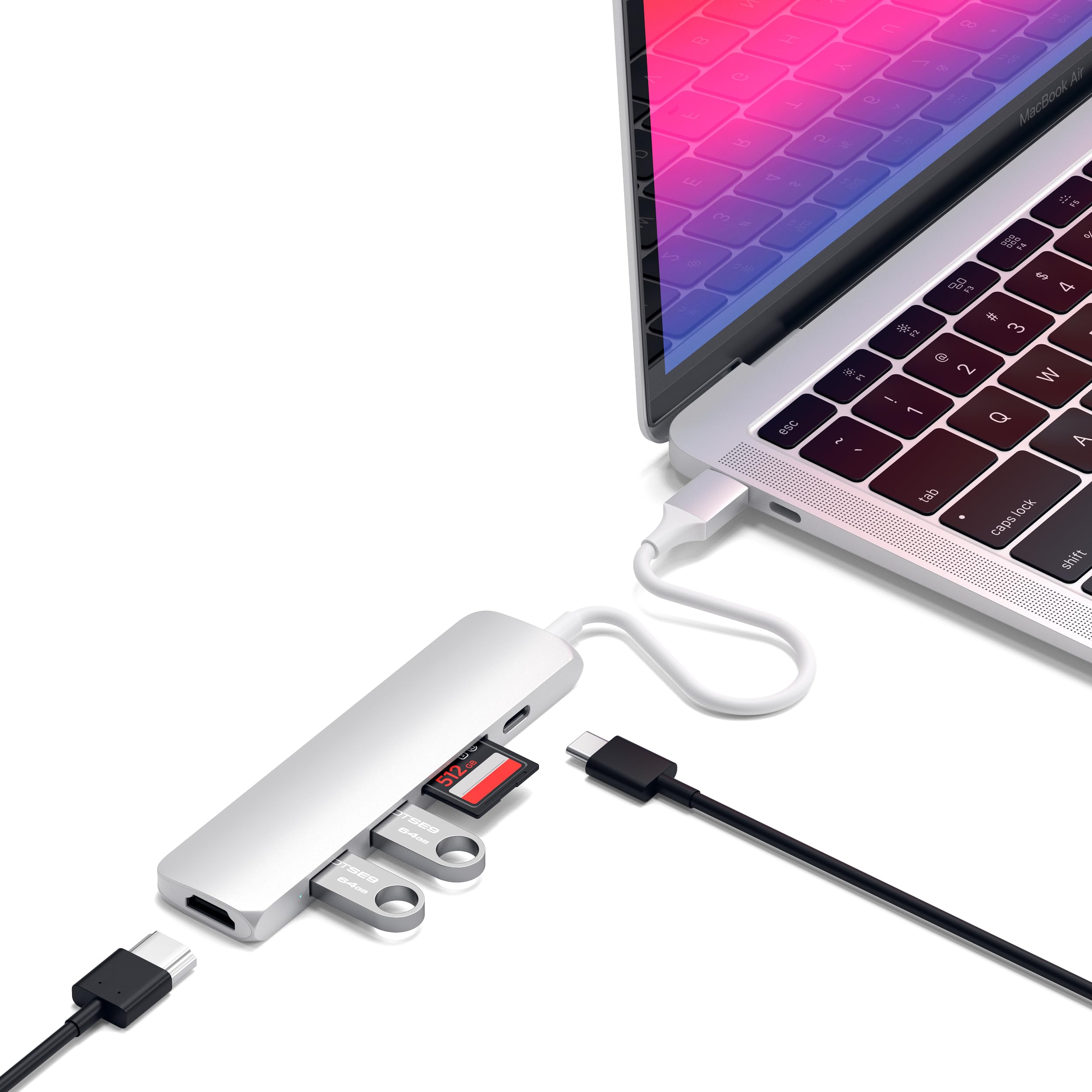 Amazon.com: Satechi USB C Hub Slim Multiport Adapter V2 with 60W