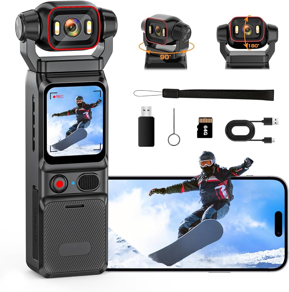 Amazon | LXMIMI 4Kアクションカメラ ウェアラブルカメラ 6軸手ブレ