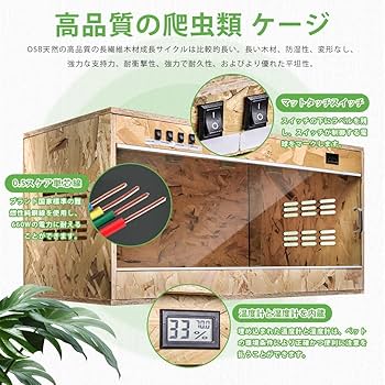 Amazon | 爬虫類 ケージ レオパ ケージ 木製飼育ケージトカゲ 飼育